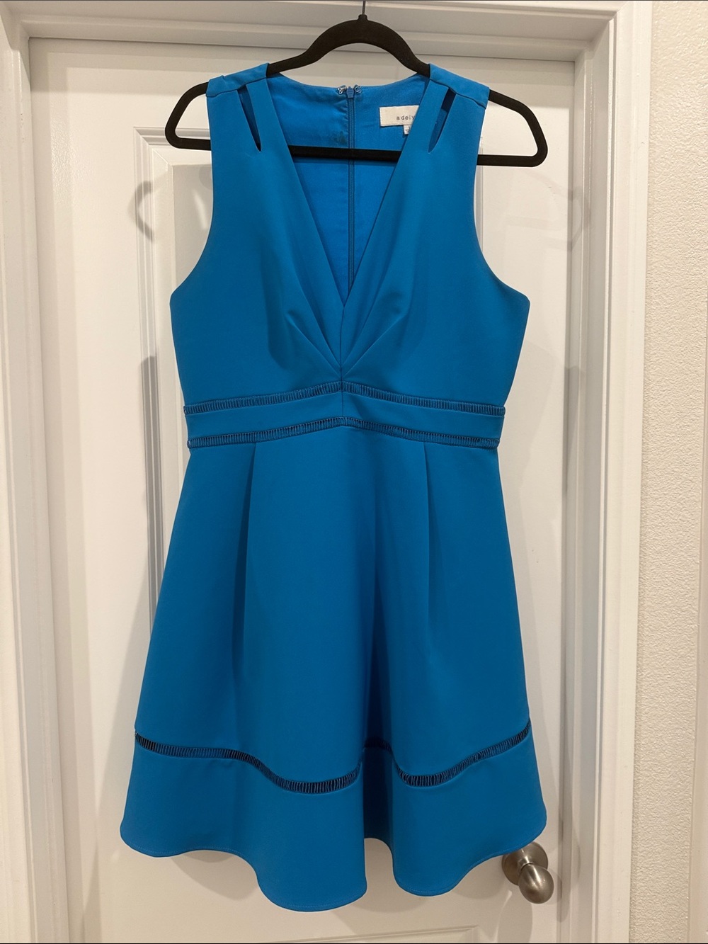Adelyn Rae Turquoise V-Neck Fit & Flare Dress
